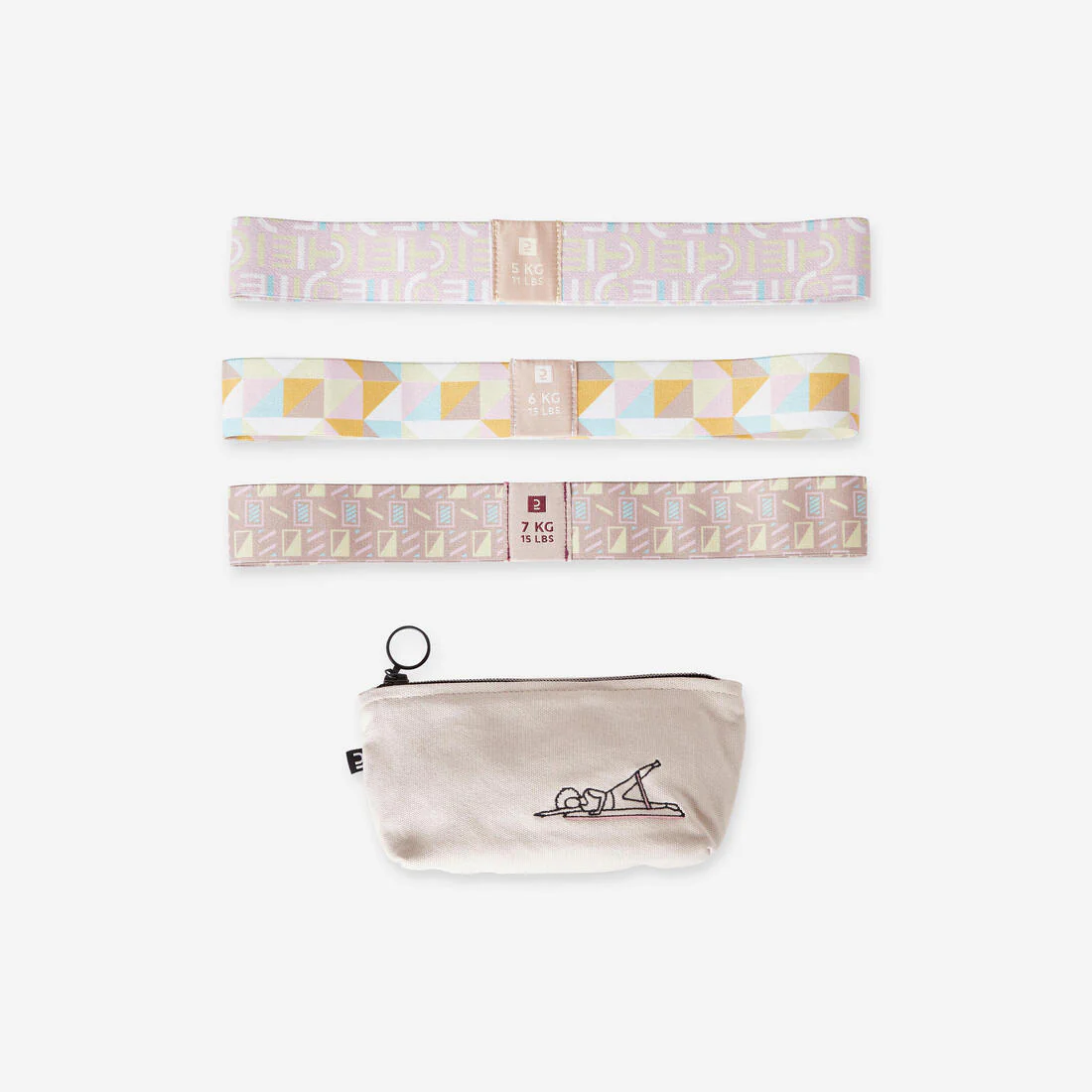 Kit 3 Minibandas Elásticas Fitness Textil Resistencia 5-6-7 kg