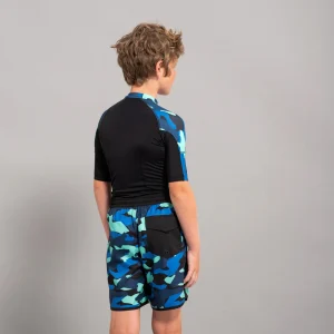 Camiseta protección solar Niños Surf 500 Manga Corta camuflaje